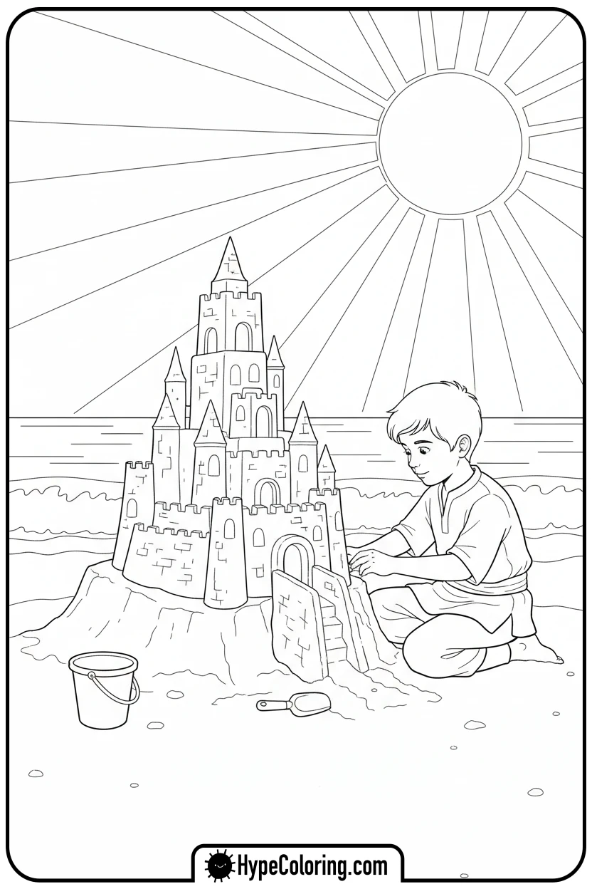 Click to download PDF saja-boy-building-sandcastle - saja boys coloring page