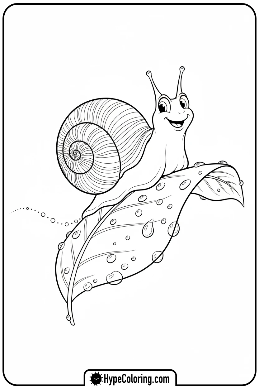 snail-on-a-leaf - cute animals coloring pages