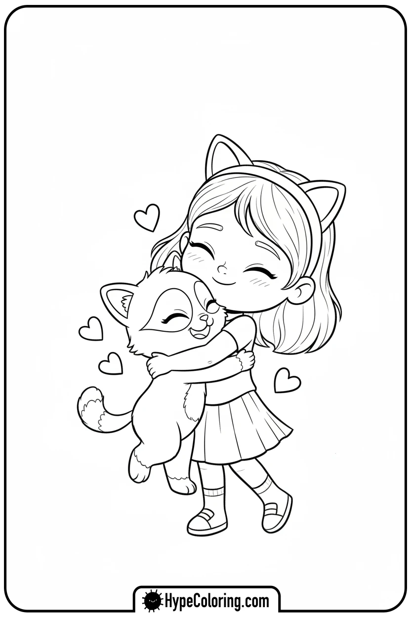 gabby-and-pandy-hugging - gabby dollhouse coloring pages