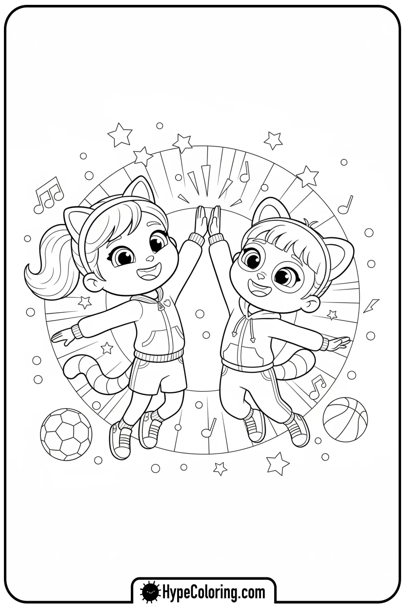 gabby-and-pandy-high-five - gabby dollhouse coloring pages