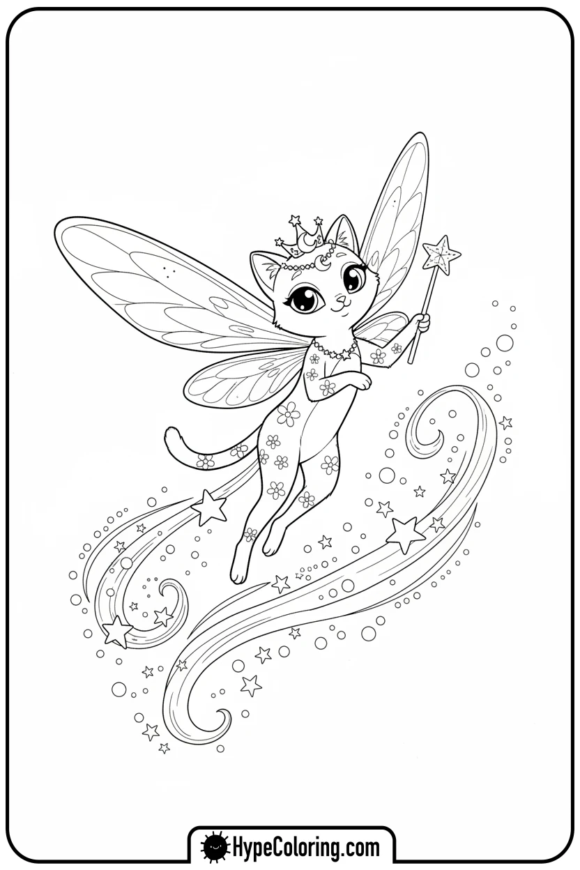 kitty-fairy-flying - gabby dollhouse coloring pages