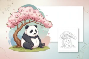a-cute-panda-sitting-peacefully - panda coloring pages