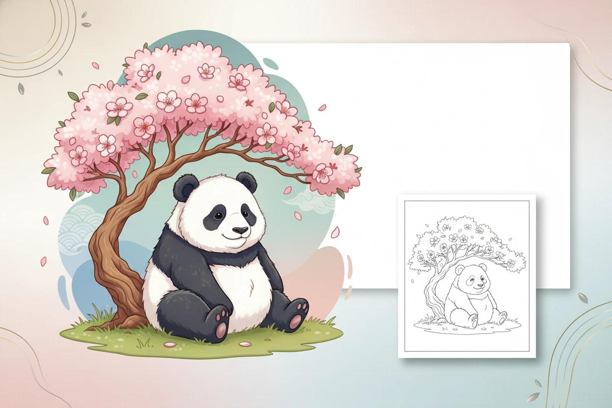 a-cute-panda-sitting-peacefully - panda coloring pages