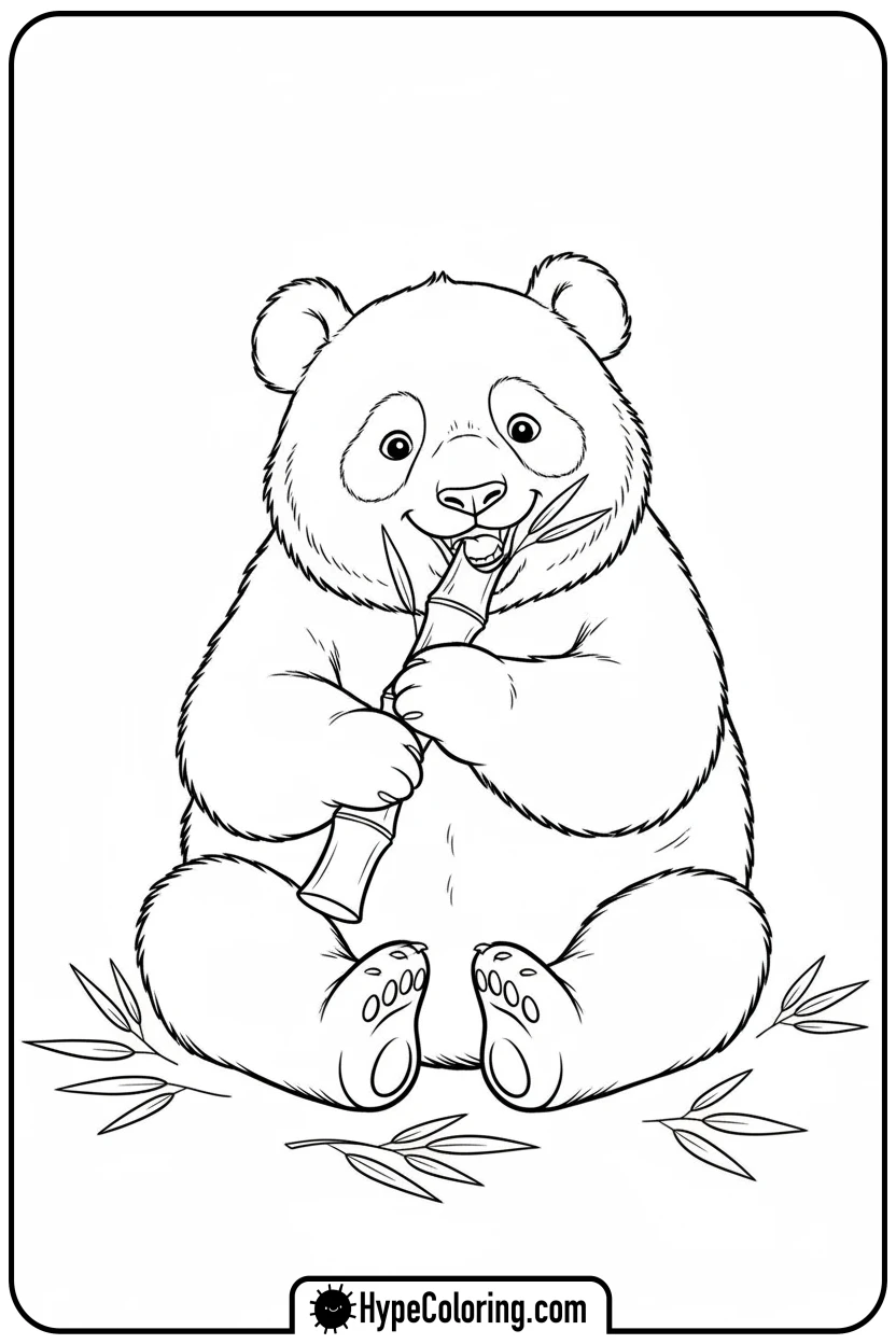 panda-eating-bamboo - panda coloring pages