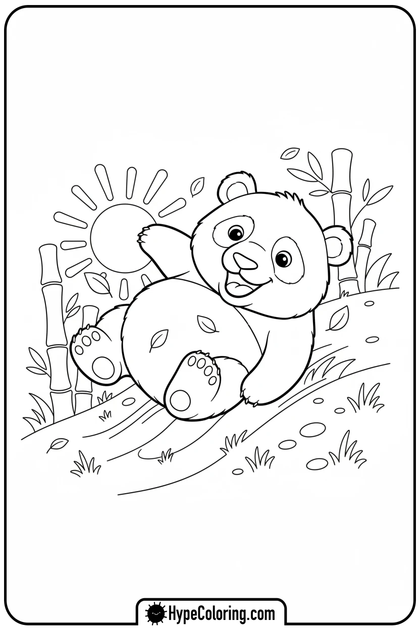 panda-rolling-down-hill - panda coloring pages