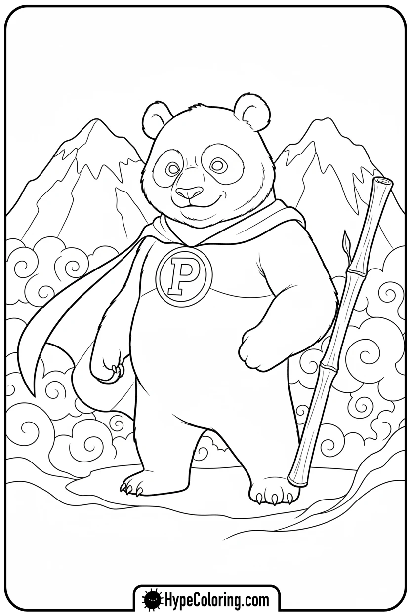 superhero-panda - panda coloring pages