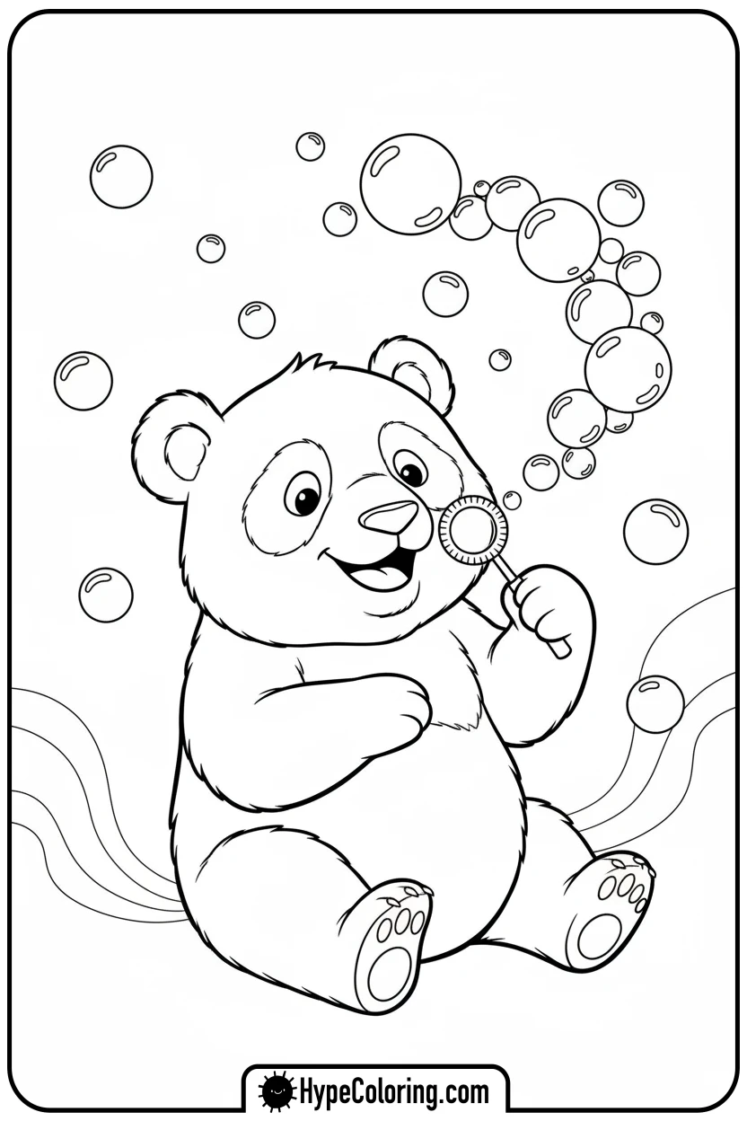 panda-blowing-bubbles - panda coloring pages