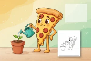 a-gentle-pizza-slice-holding - pizza coloring pages