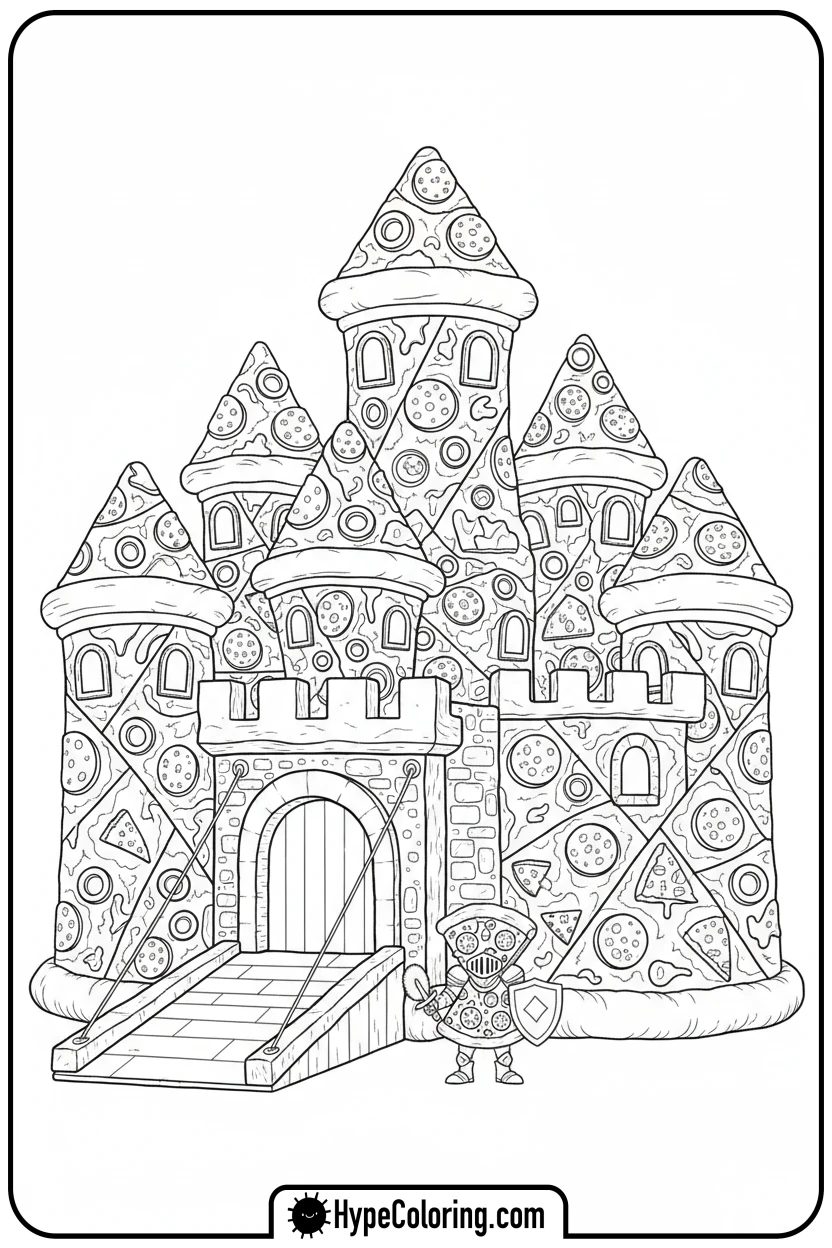 pizza-slice-castle - pizza coloring pages