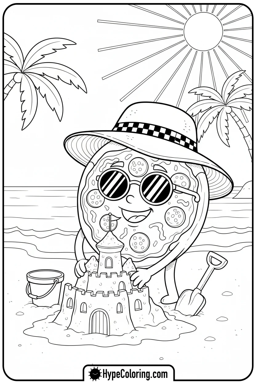 pizza-building-sandcastle - pizza coloring pages