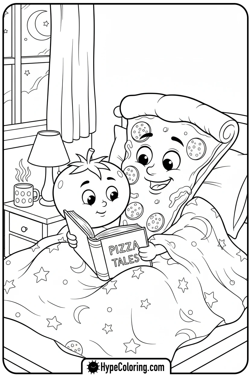pizza-reading-story - pizza coloring pages