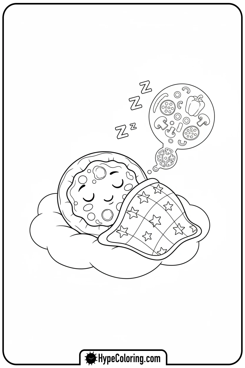 pizza-sleeping-on-cloud - pizza coloring pages