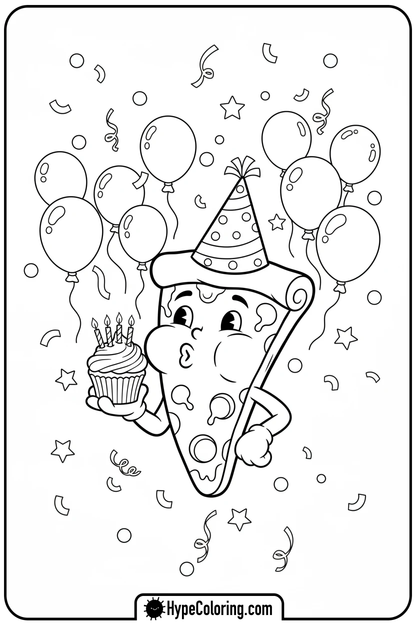 pizza-birthday-celebration - pizza coloring pages
