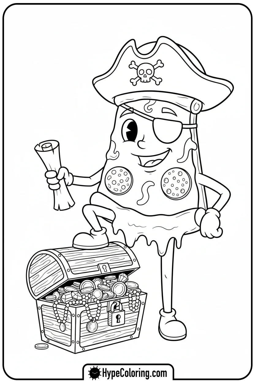 pizza-pirate-with-map - pizza coloring pages