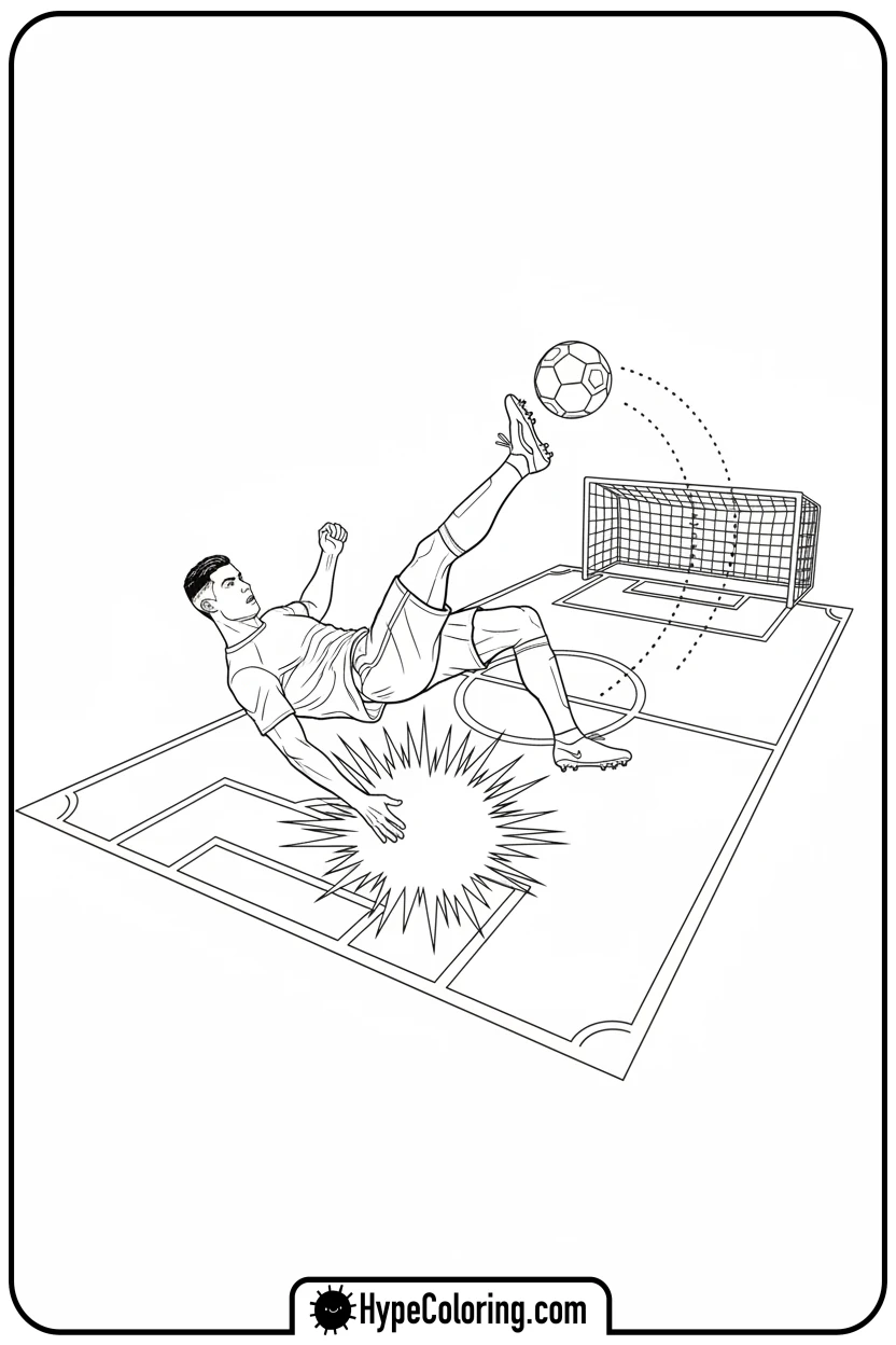 ronaldo-doing-a-bicycle-kick - ronaldo coloring pages