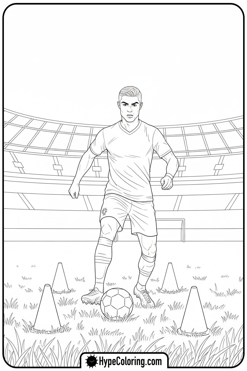 ronaldo-dribbling-past-cones - ronaldo coloring pages