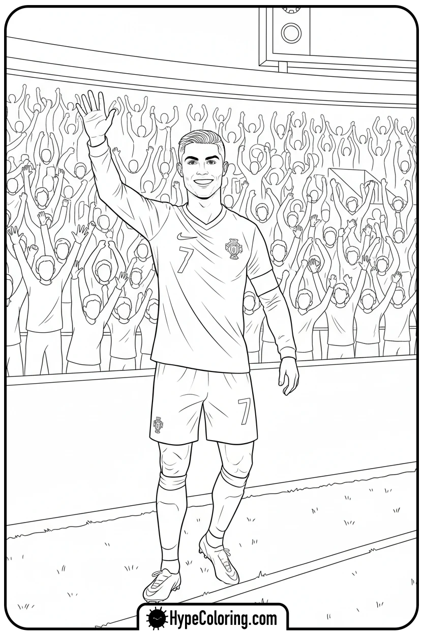 ronaldo-waving-to-fans - ronaldo coloring pages