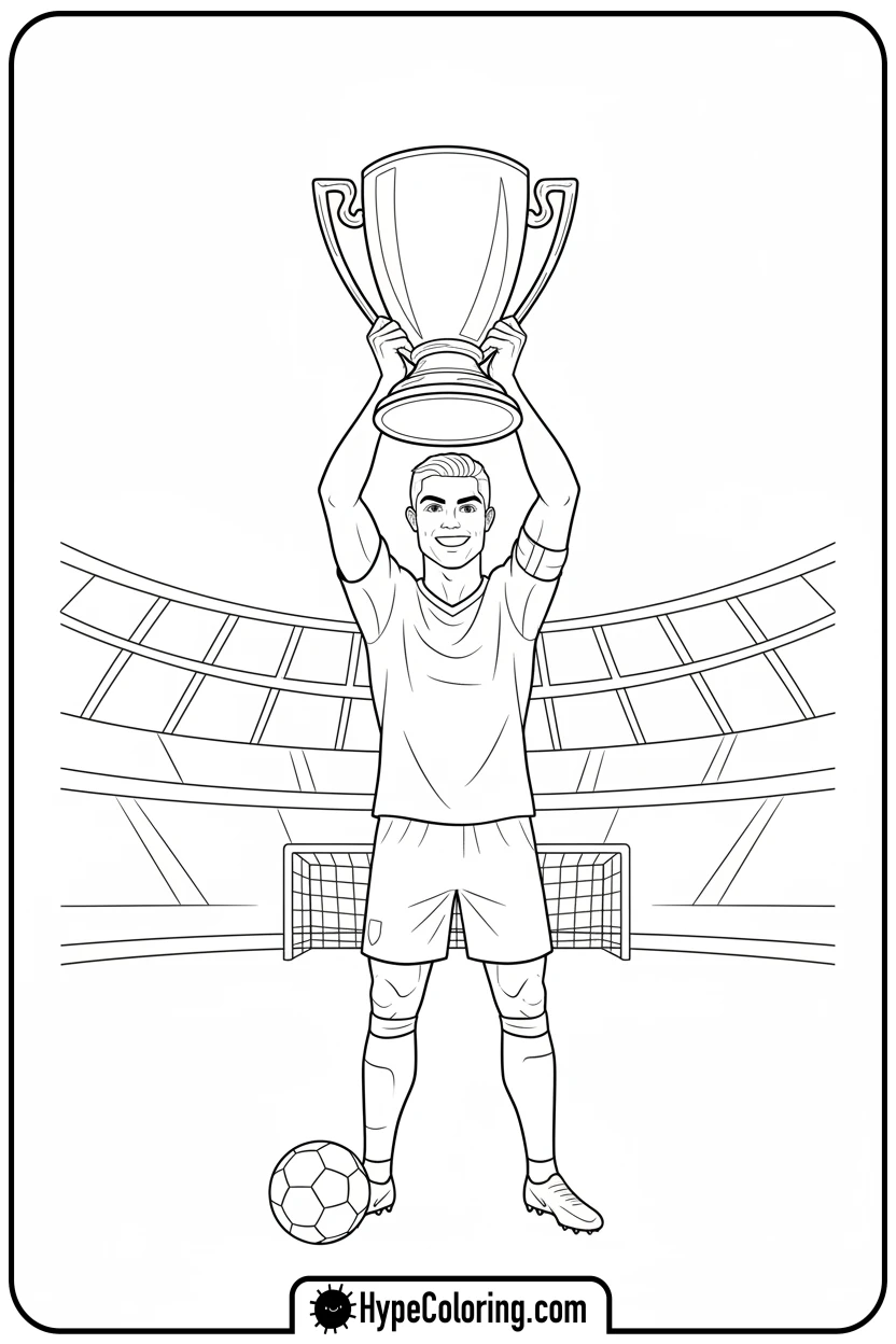 ronaldo-holding-a-trophy - ronaldo coloring pages