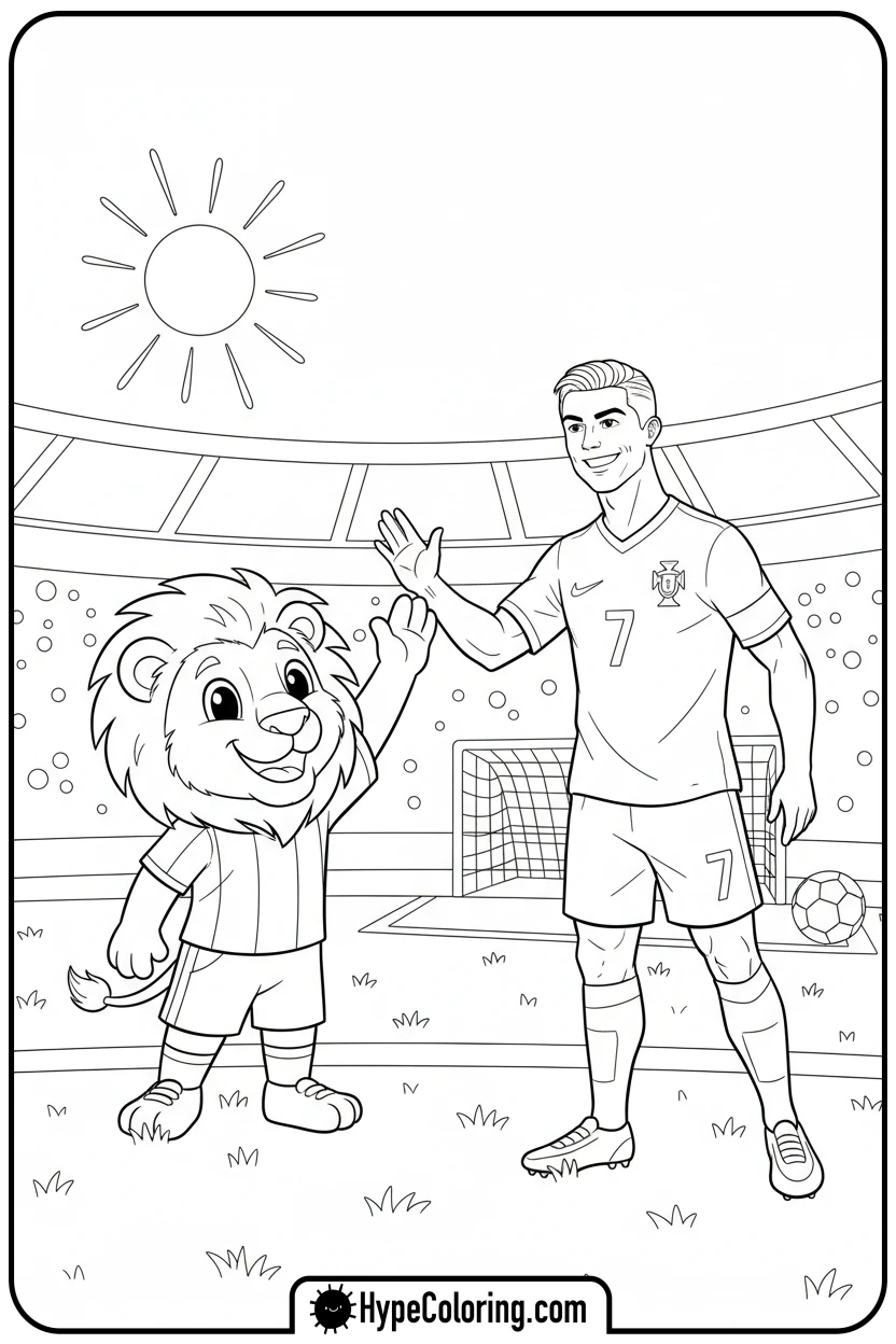 ronaldo-high-fiving-mascot - ronaldo coloring pages