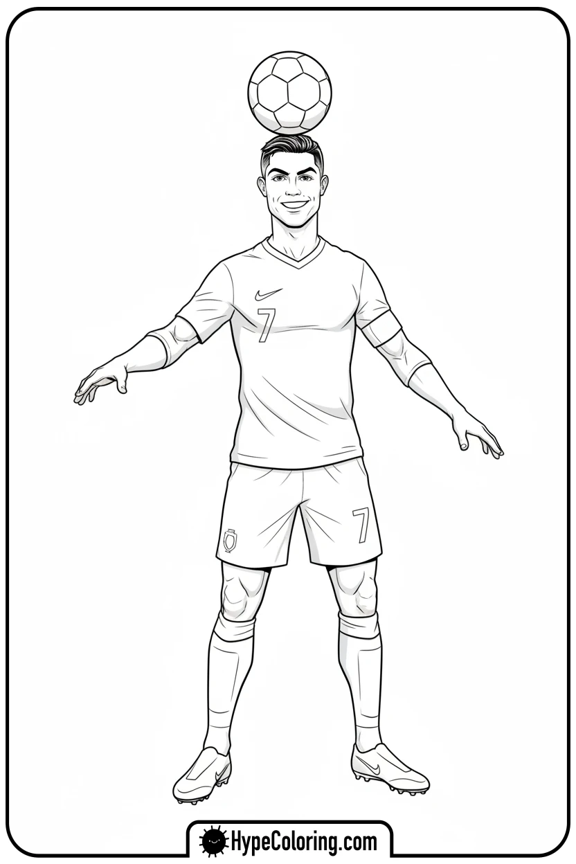 ronaldo-balancing-ball-on-head - ronaldo coloring pages