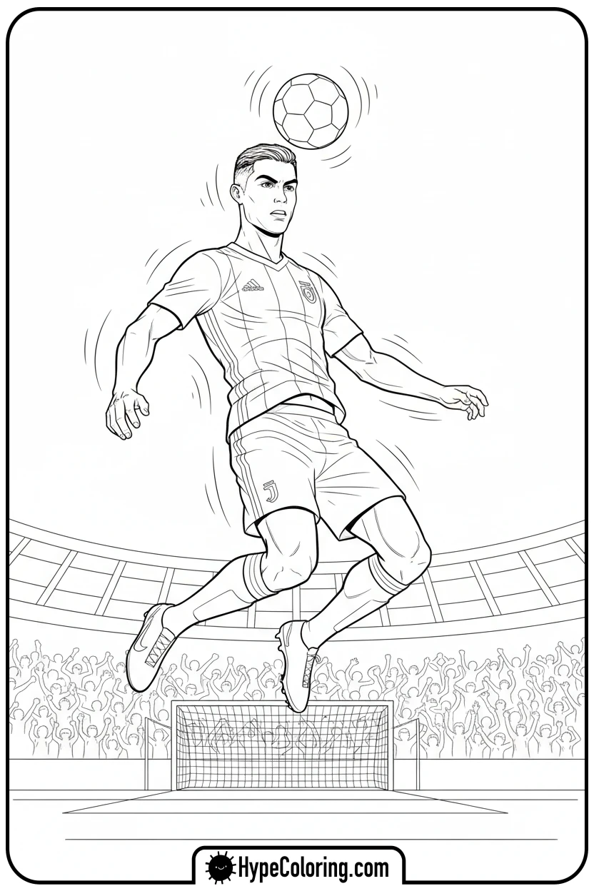 ronaldo-heading-soccer-ball - ronaldo coloring pages