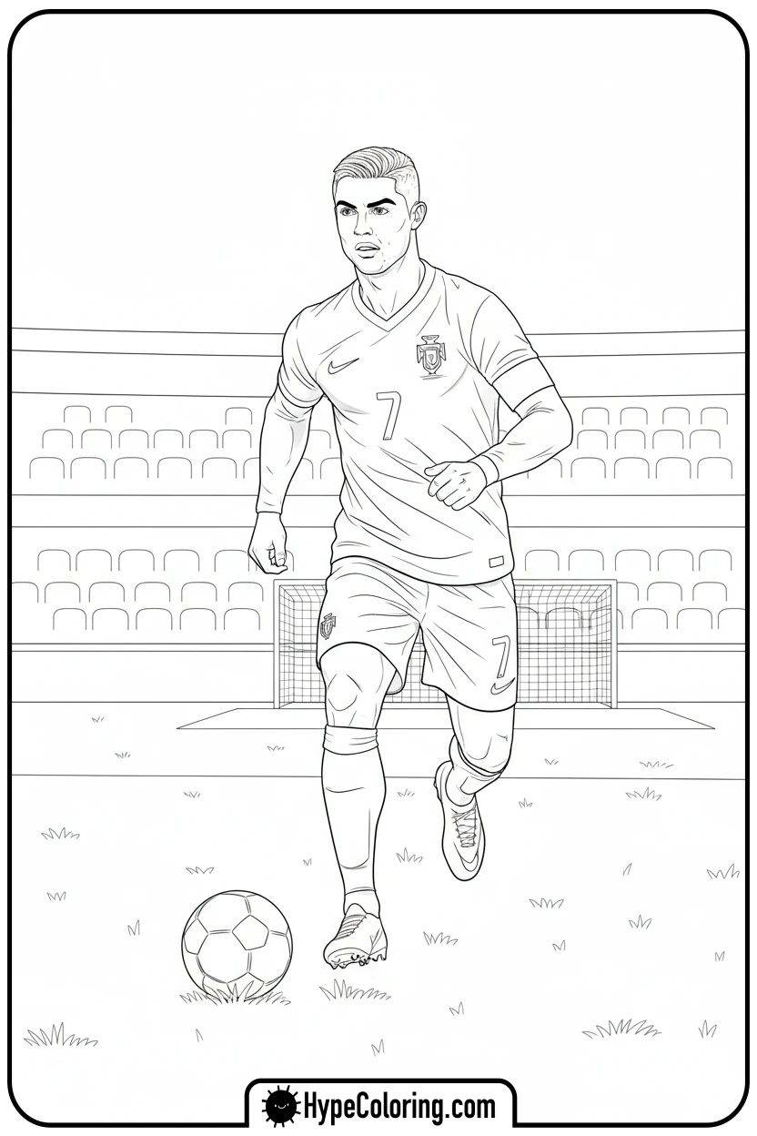 ronaldo-running-with-ball - ronaldo coloring pages
