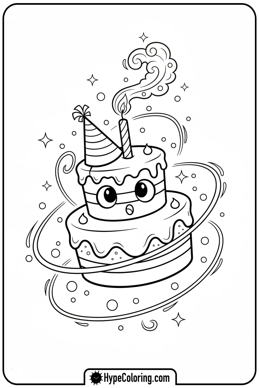 floating-birthday-cake - birthday cake coloring page