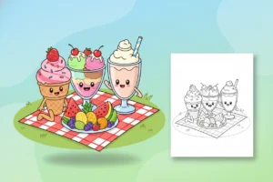 a-group-of-diverse-ice - coloring pages for ice cream