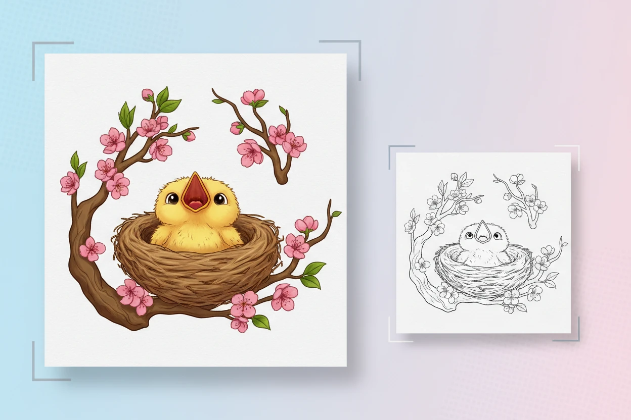 a-group-of-three-hungry - free spring coloring pages