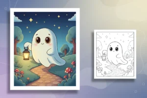 ghost-floating-gracefully-while-ballet - ghost coloring page