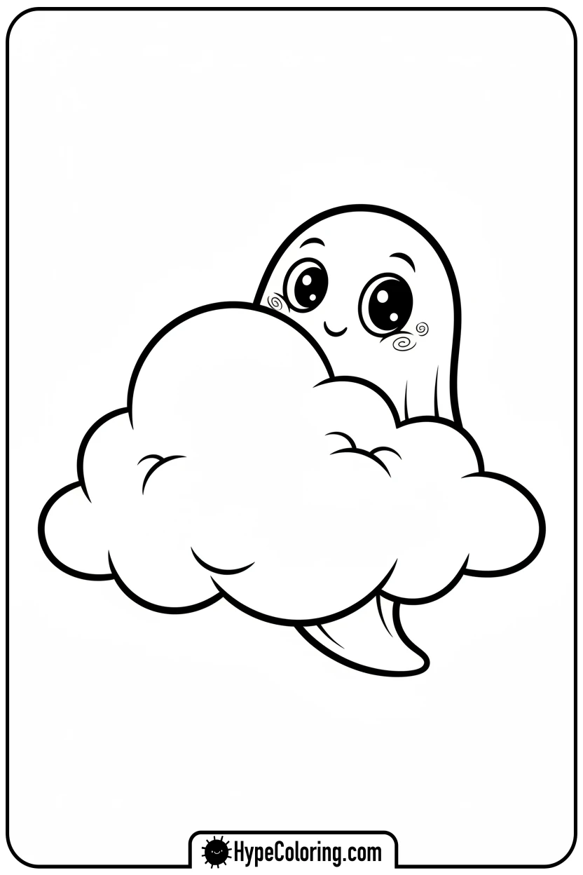 shy-ghost-winking - ghost coloring page