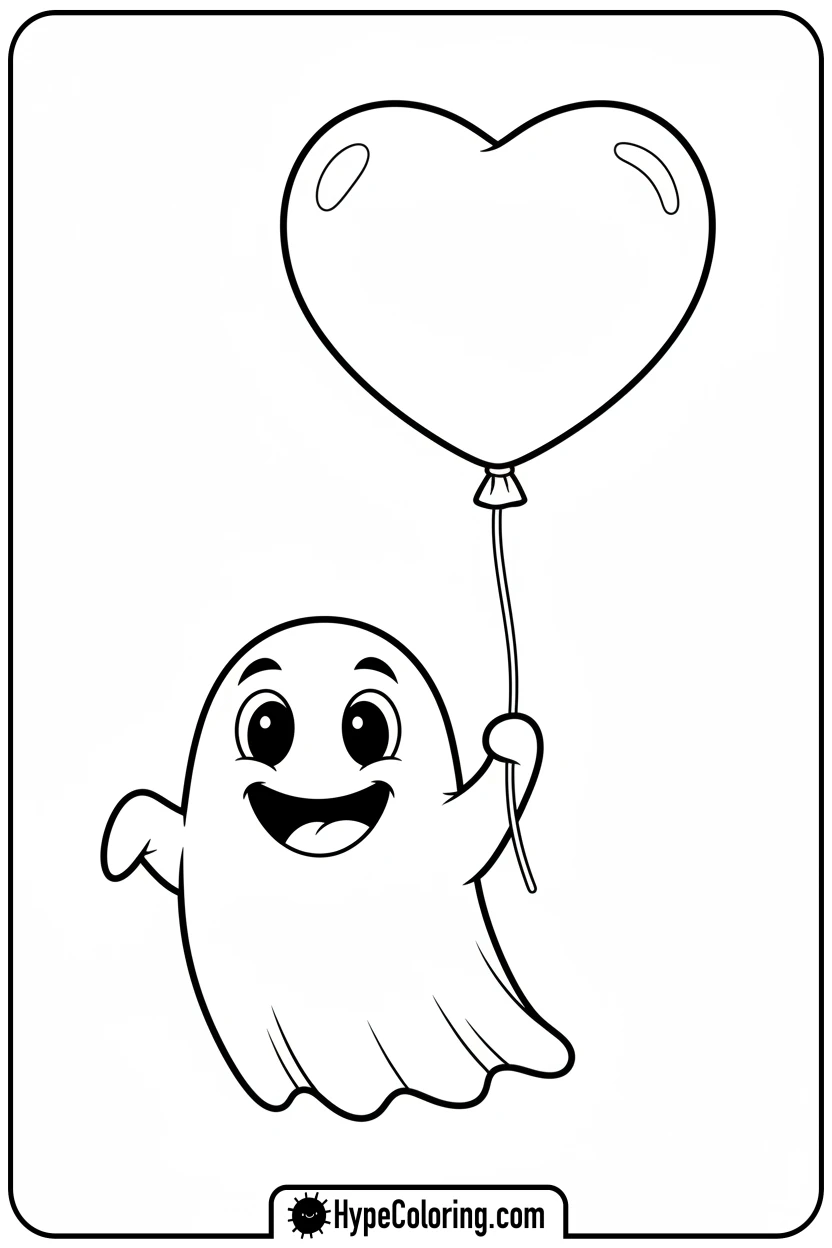 ghost-with-heart-balloon - ghost coloring page