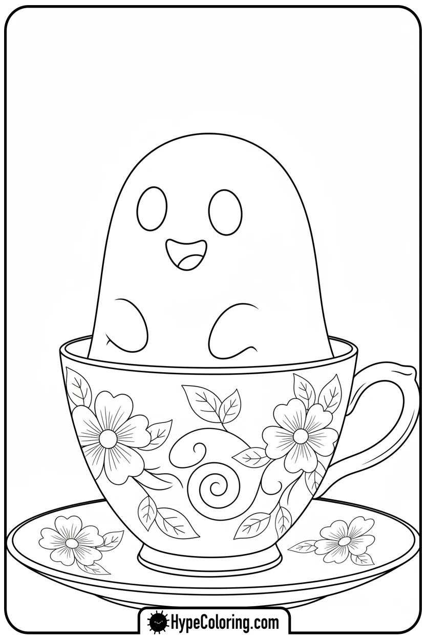 ghost-in-teacup - ghost coloring page