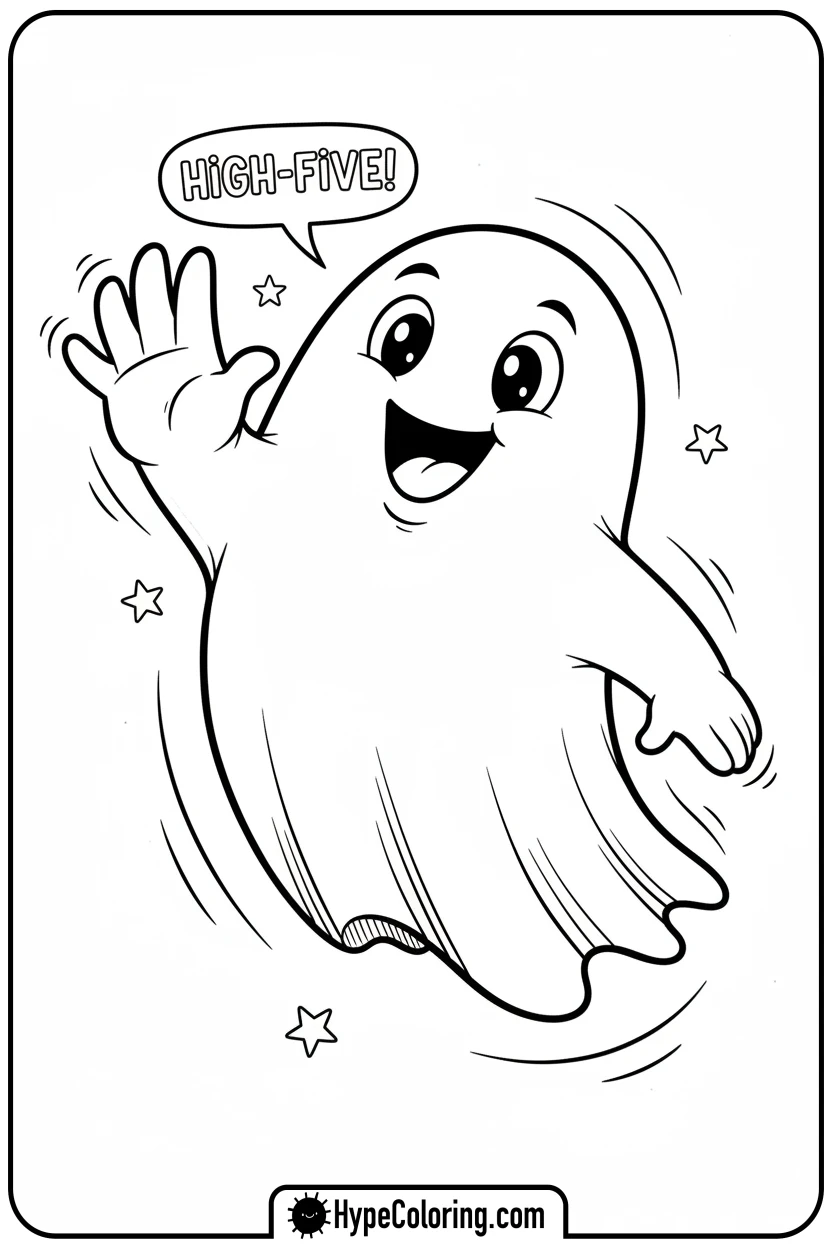 ghost-high-fiving - ghost coloring page