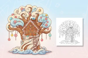 a-small-gingerbread-house-built - gingerbread house coloring page