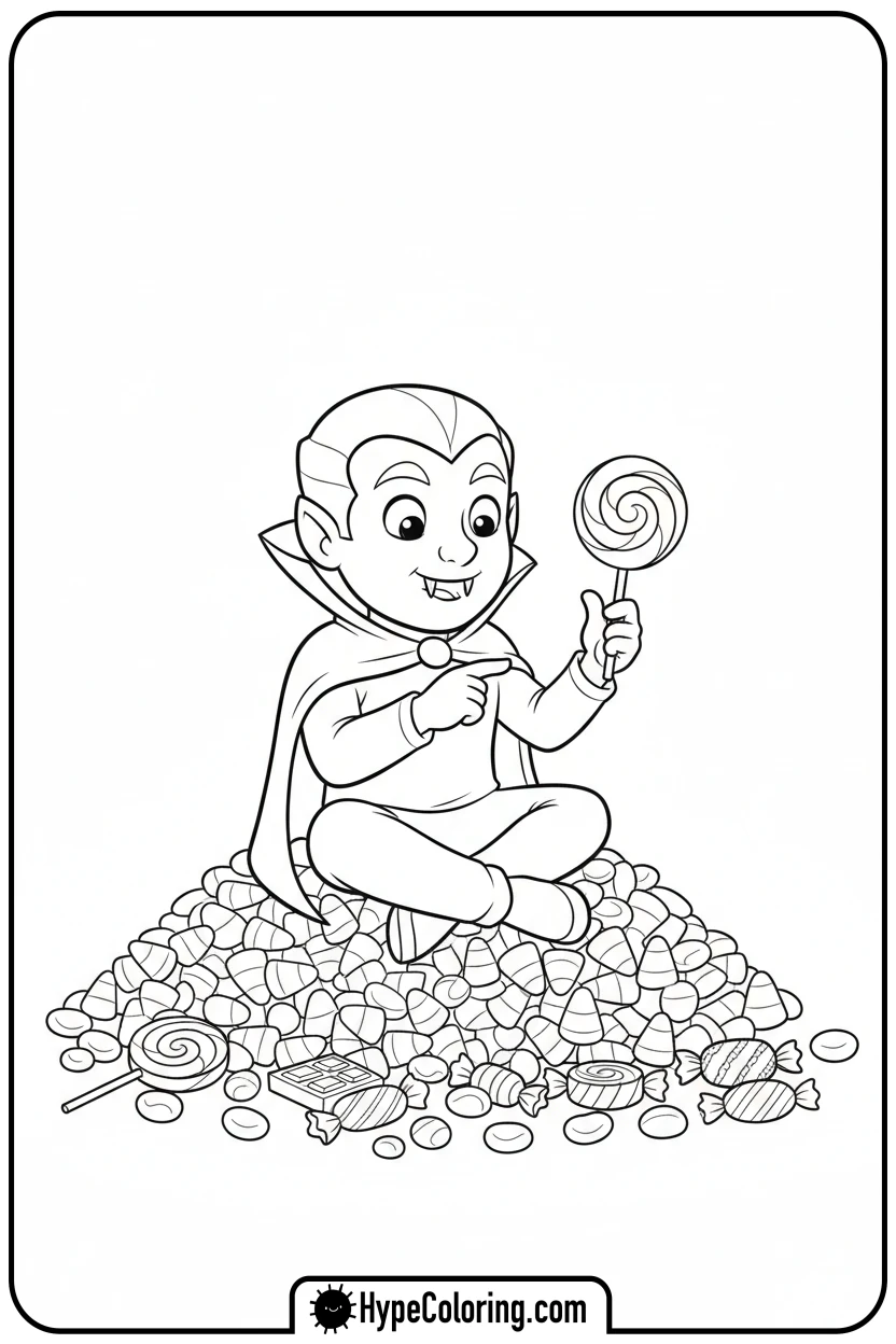 vampire-counting-candy - halloween coloring pages free