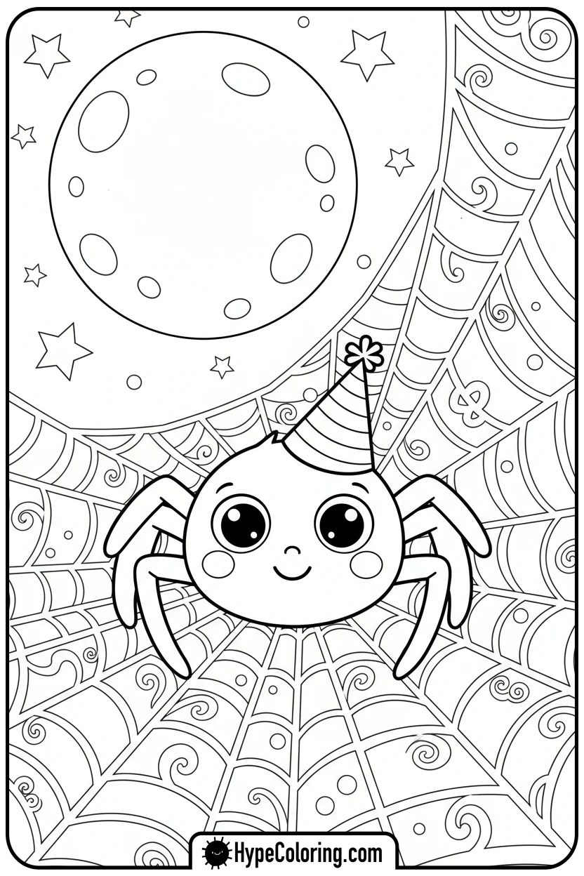 giant-friendly-spider-on-web - halloween coloring pages free