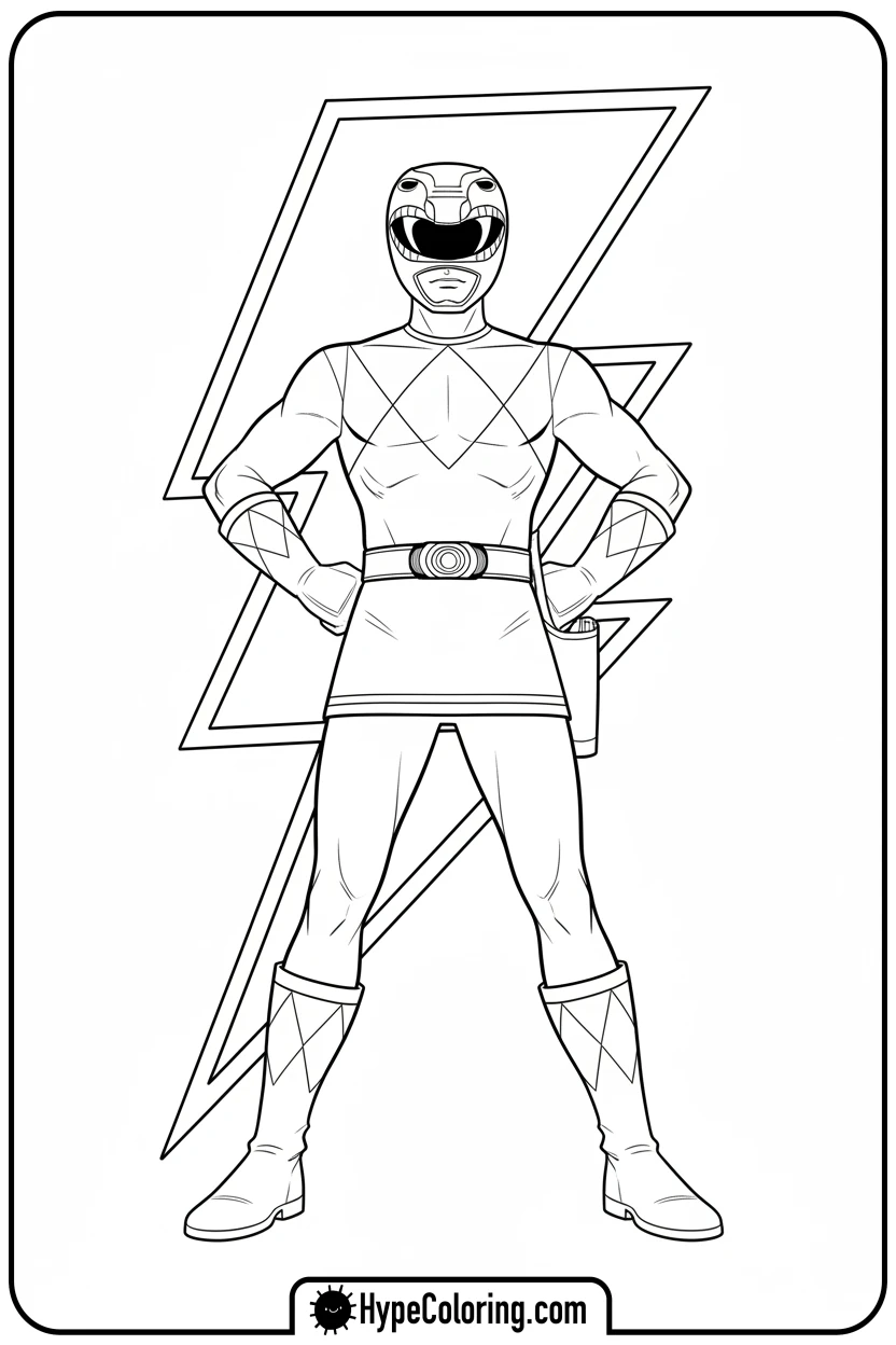 Click to download PDF red-ranger-classic-pose - power rangers coloring pages
