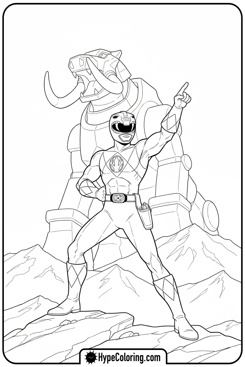 Click to download PDF black-ranger-summoning-zord - power rangers coloring pages