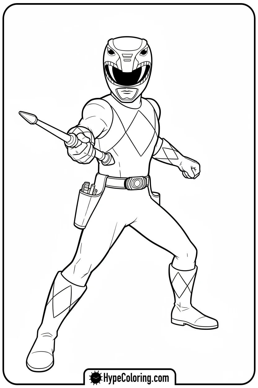 Click to download PDF blue-ranger-with-power-lance - power rangers coloring pages