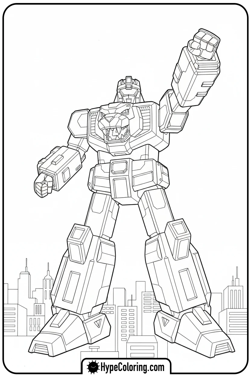 Click to download PDF megazord-triumphant - power rangers coloring pages