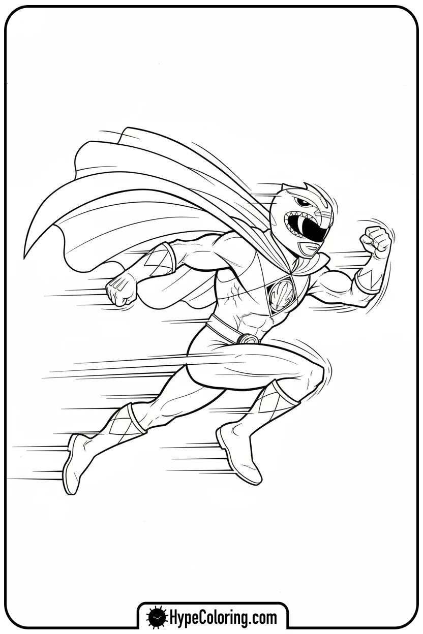 Click to download PDF green-ranger-running-fast - power rangers coloring pages
