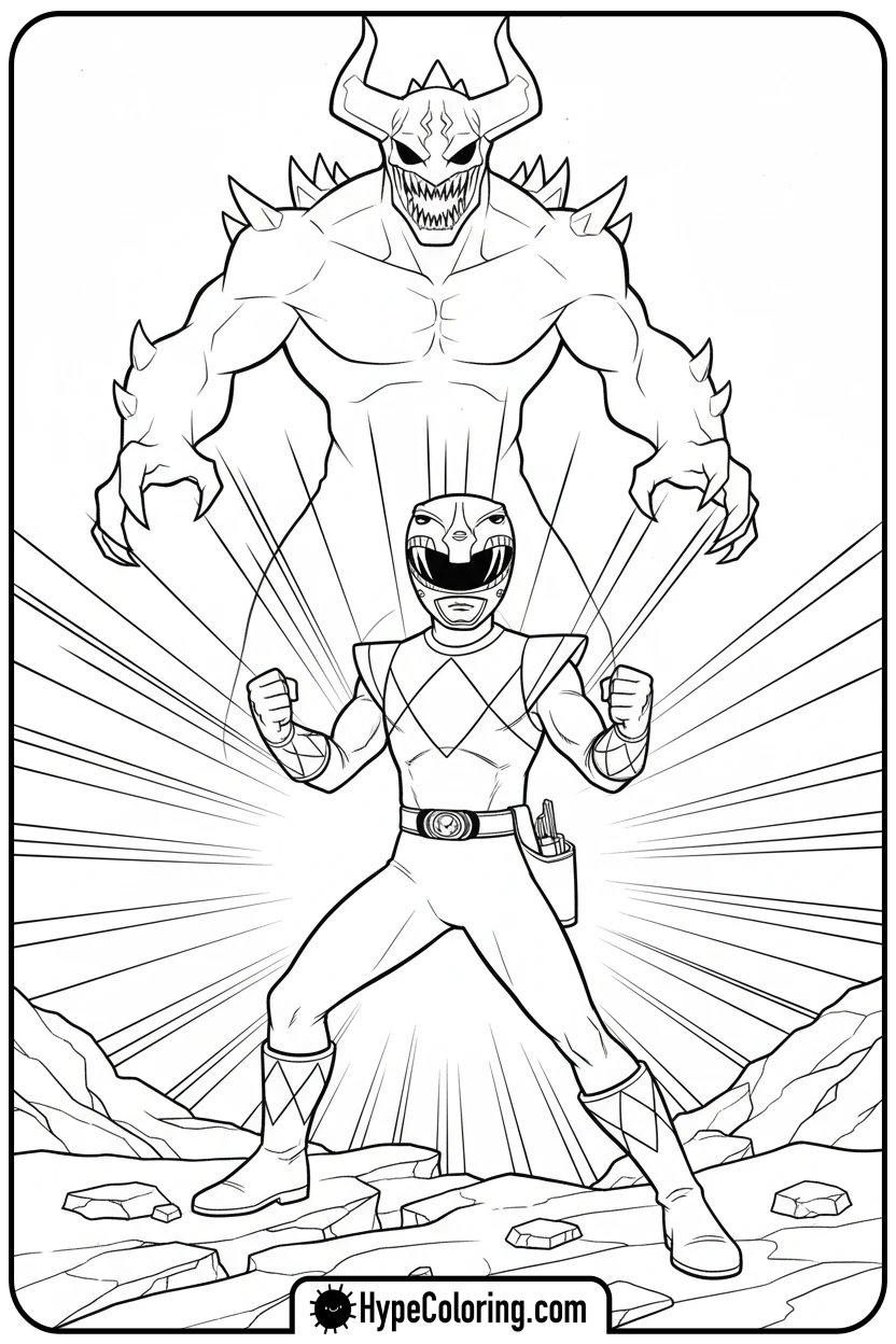 Click to download PDF ranger-facing-monster - power rangers coloring pages