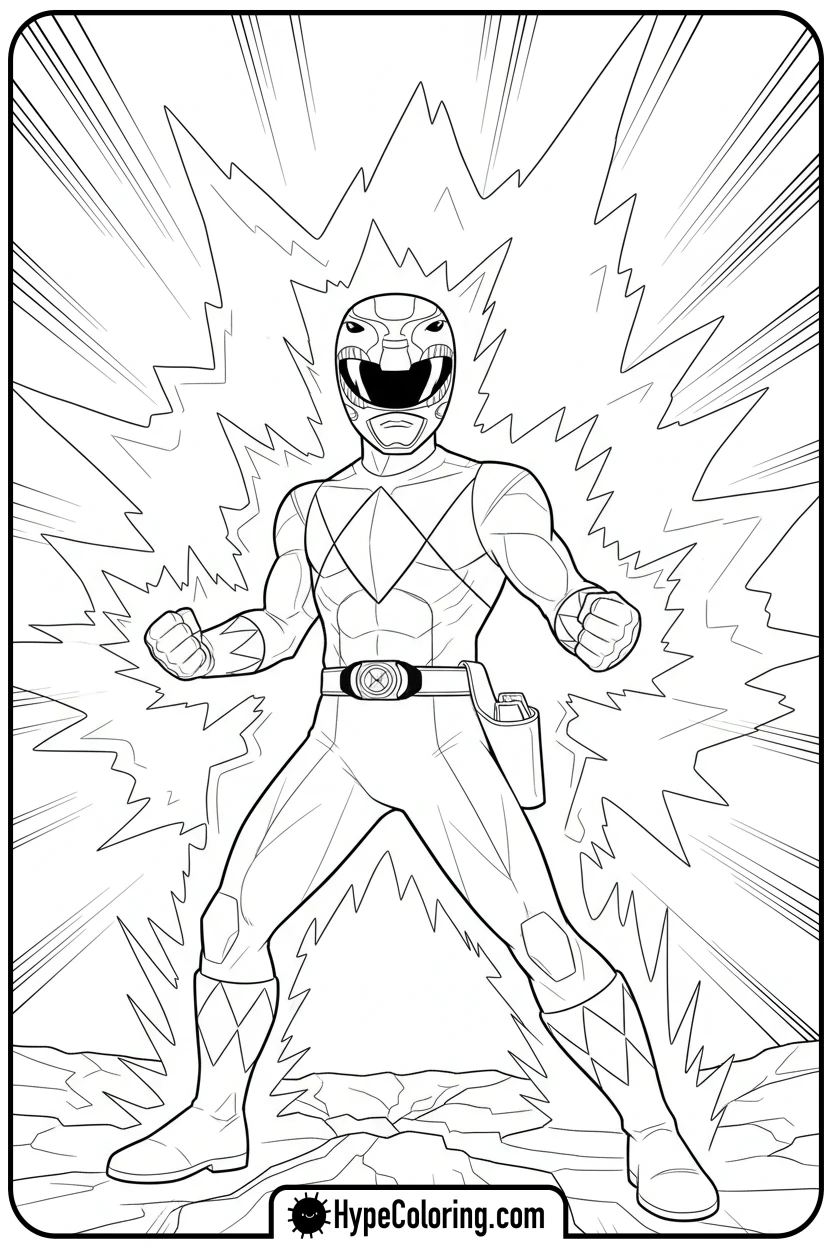 Click to download PDF ranger-powering-up - power rangers coloring pages