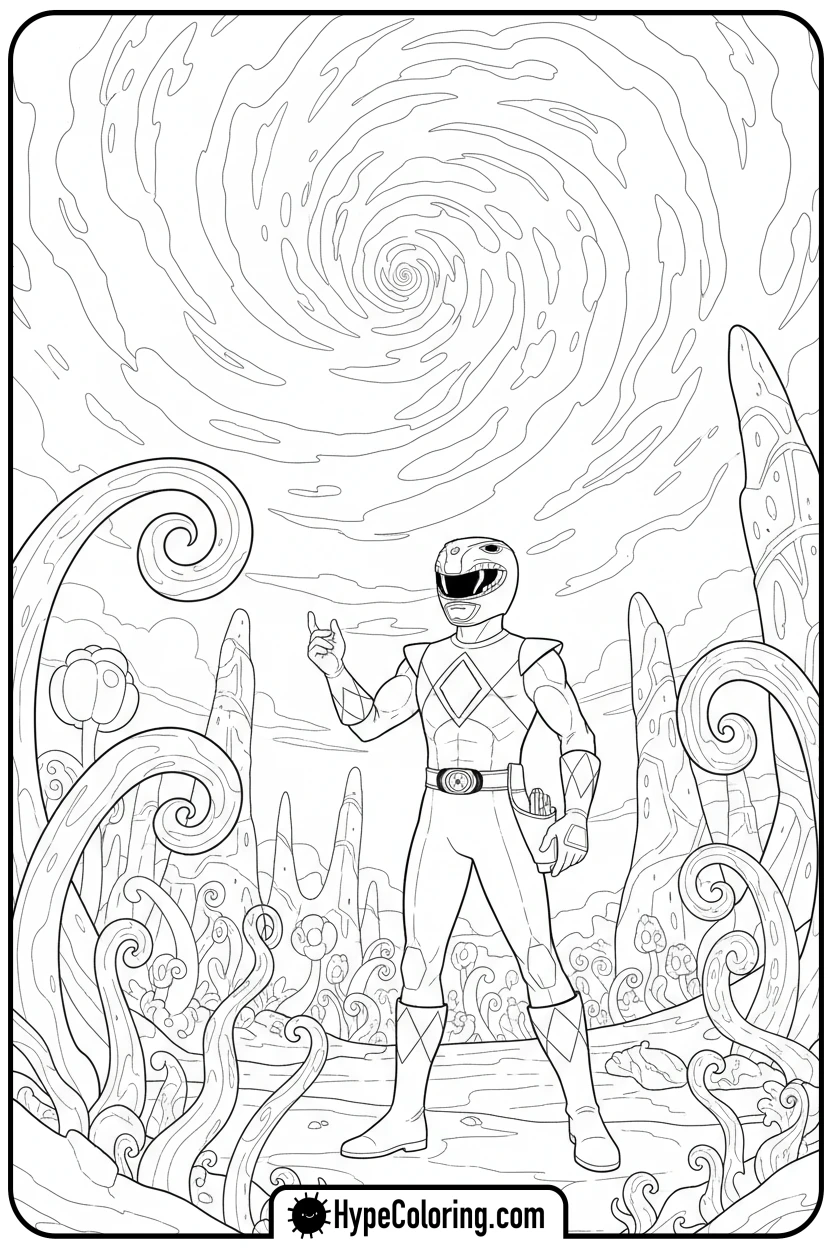 Click to download PDF ranger-exploring-alien-planet - power rangers coloring pages