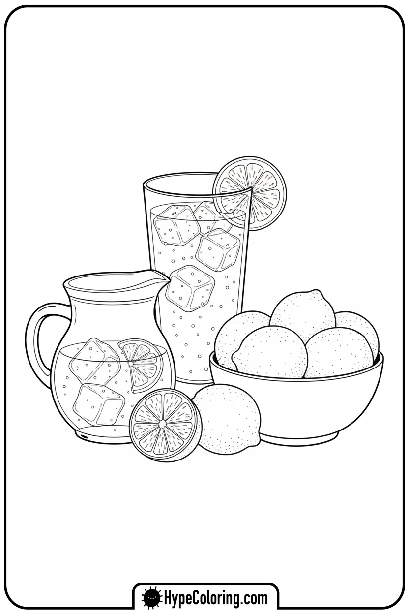 lemonade-with-ice - summertime coloring pages