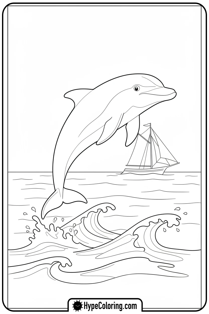 dolphin-leaping-from-water - summertime coloring pages