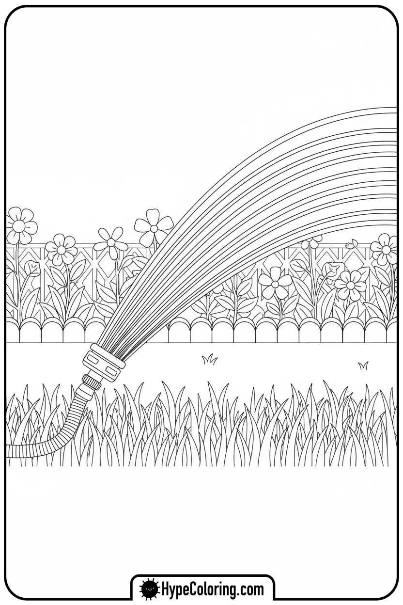 backyard-sprinkler - summertime coloring pages