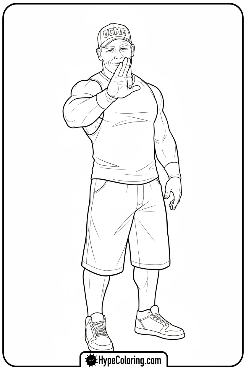 Click to download PDF john-cena-gesture - wwe coloring pages