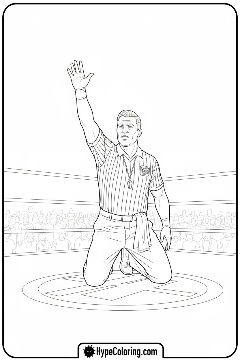 Click to download PDF referee-counting-pin - wwe coloring pages